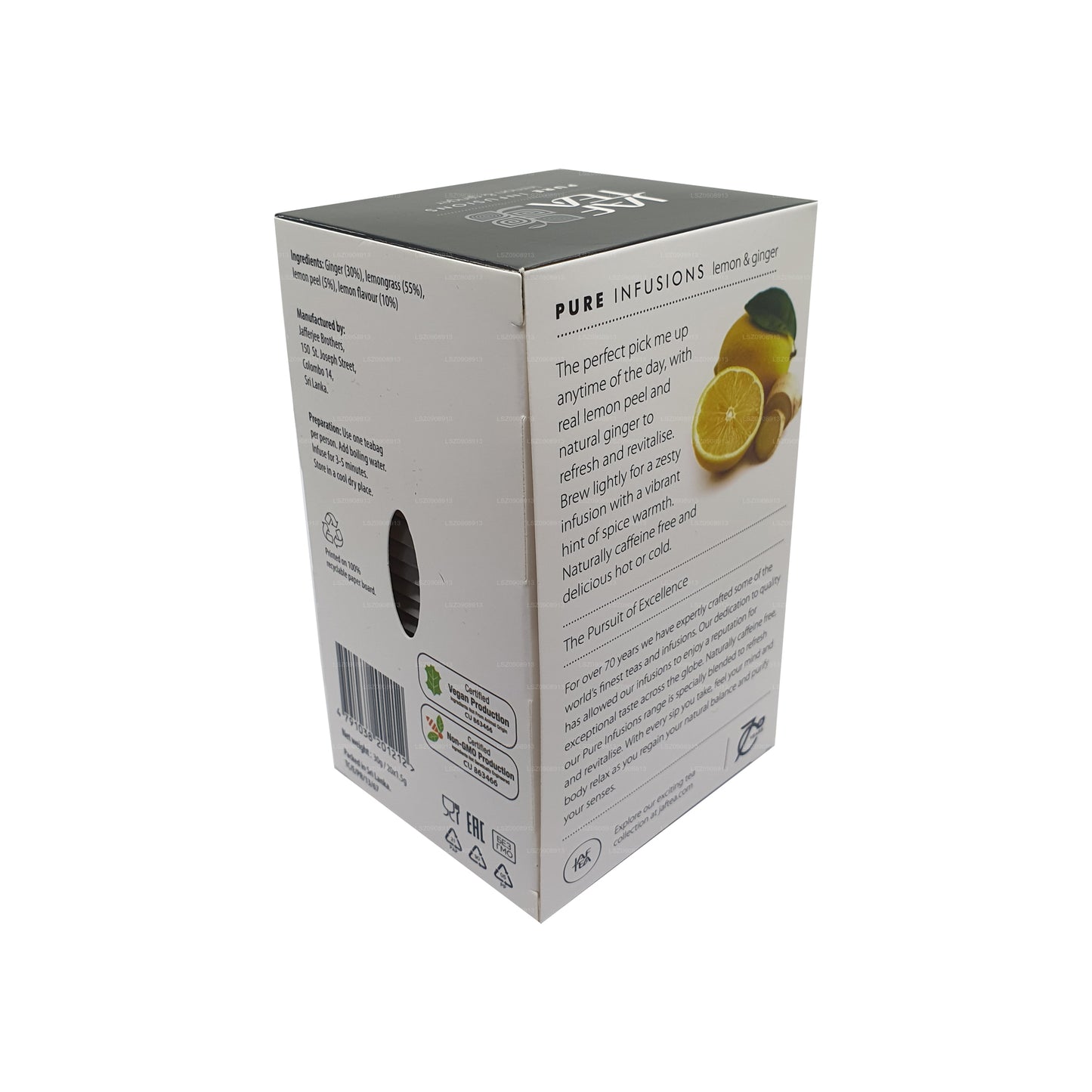 Jaf Tea Pure Infusions Lemon & Ginger  Foil Envelop Tea Bags (30g) 20 Tea Bags