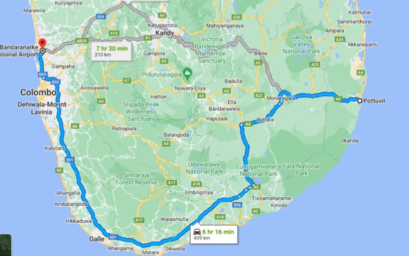 Pottuvil City to Colombo Airport (CMB) Private Transfer