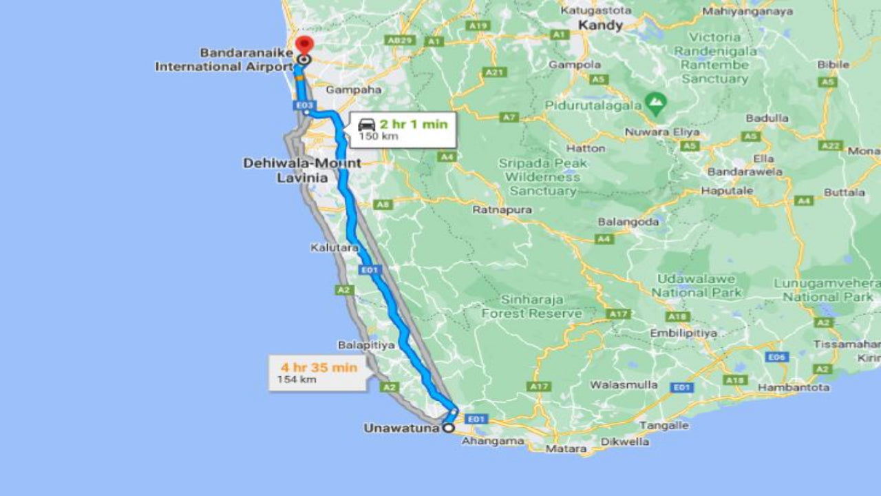 Privat transfer från Unawatuna City till Colombo Airport (CMB)