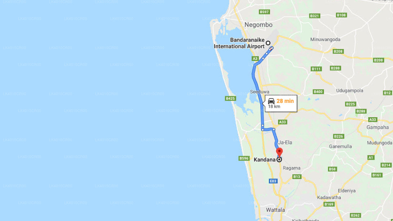 Colombo Airport (CMB) to Kandana City Private Transfer