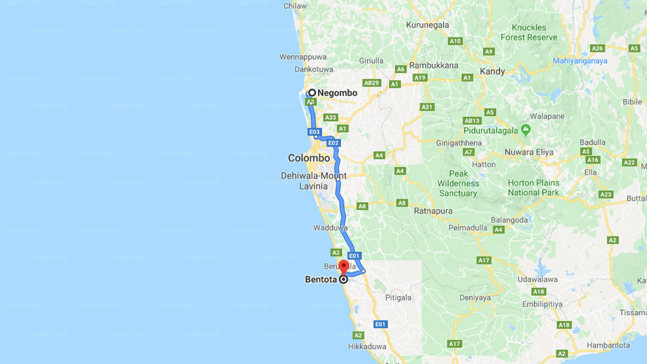 Negombo City till Bentota City Privat transfer