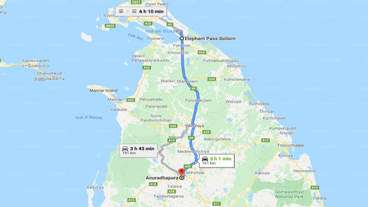Elephant Pass City till Anuradhapura City Privat transfer