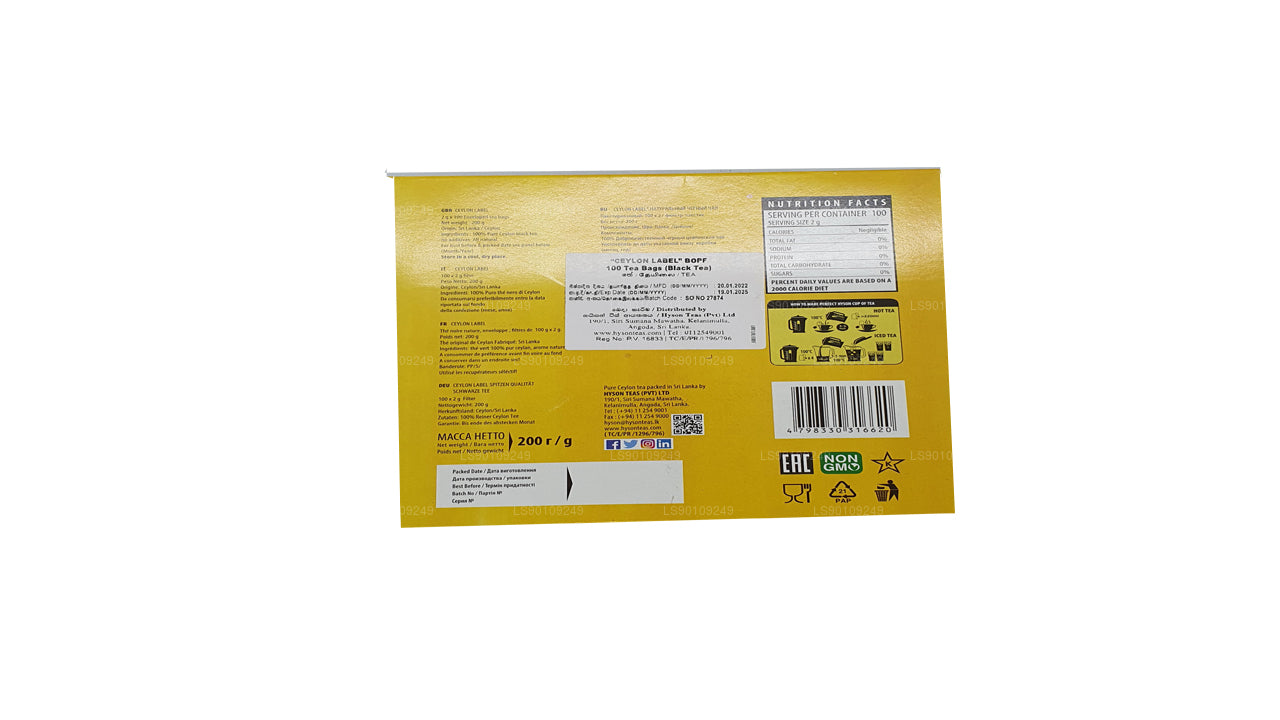 Hyson Ceylon etikett BOPF (200g) 100 tepåsar