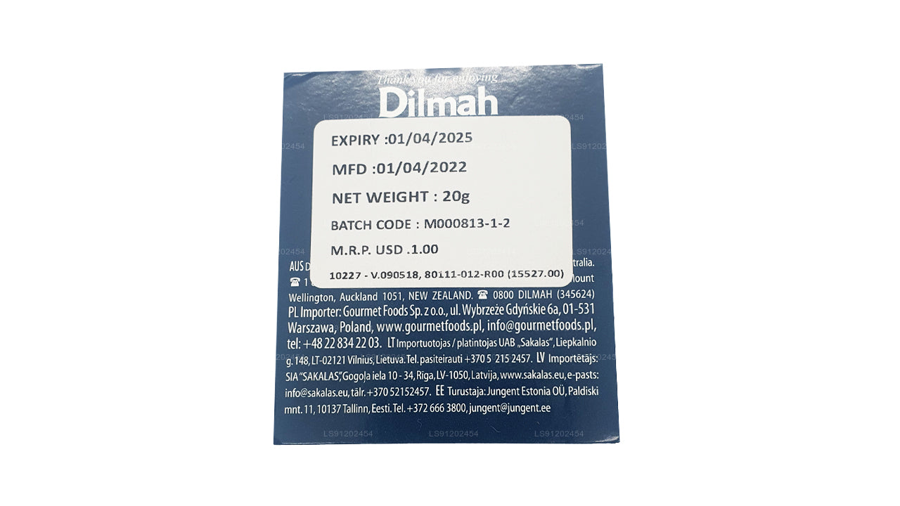 Dilmah Earl Grey Tea (20g) 10 individuellt folieförpackade tepåsar